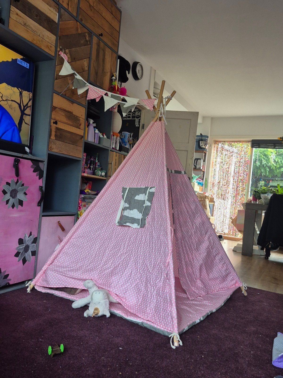 Handgemaakte roze tipi tent voor kinderen, Ophalen of Verzenden, Gebruikt