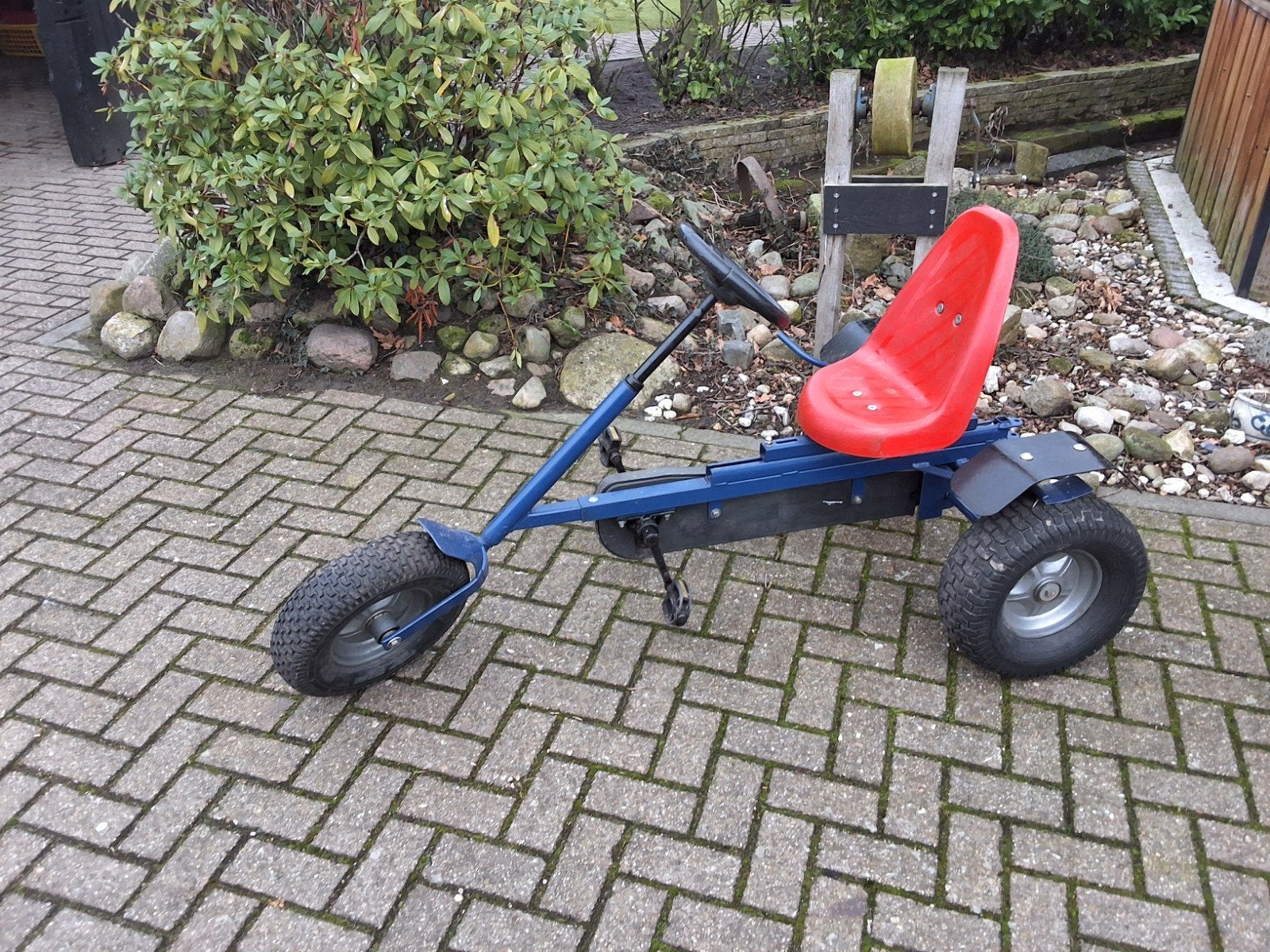 Driewiel skelter - Blauw met rood zitje, Ophalen of Verzenden, Gebruikt, Overige merken