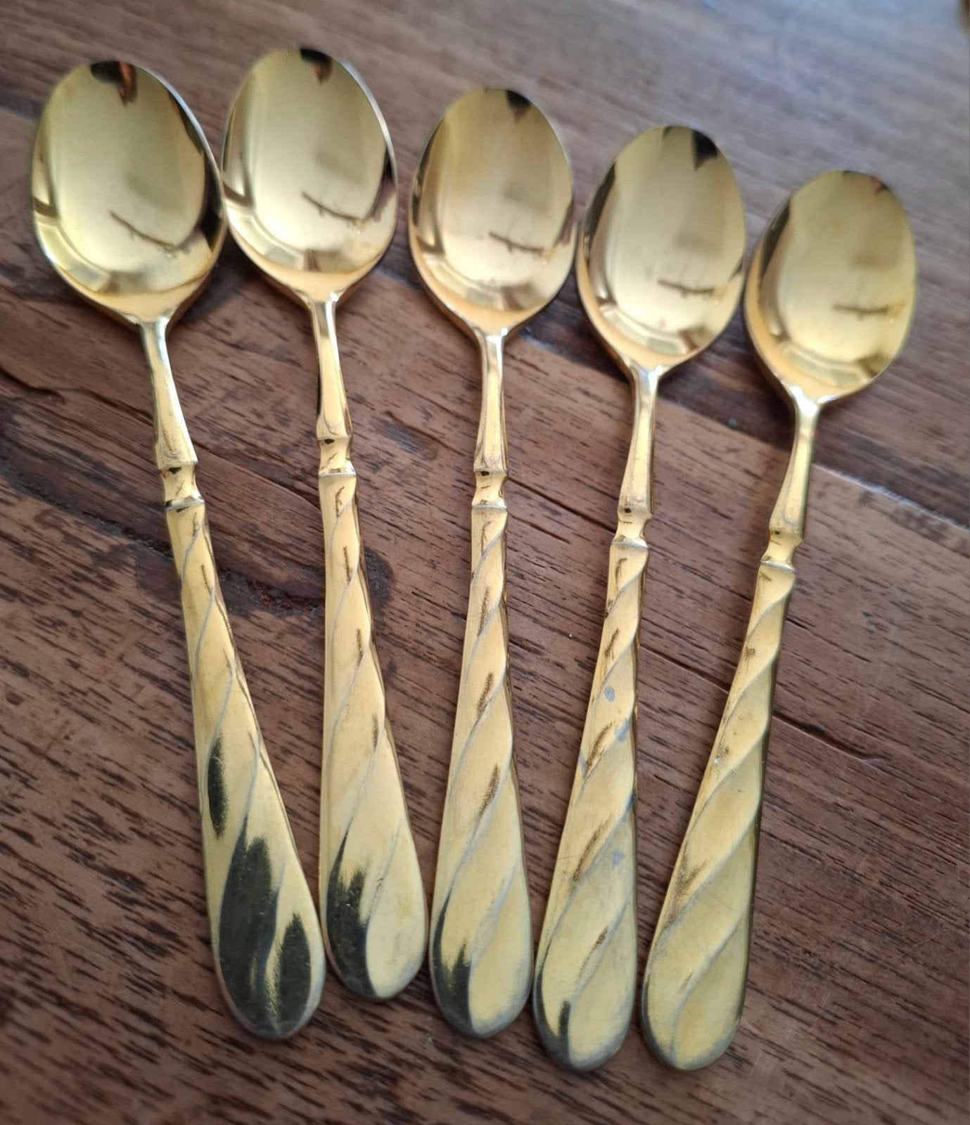Set van 5 vintage Hanseat gouden lepels, Antiek en Kunst, Ophalen of Verzenden