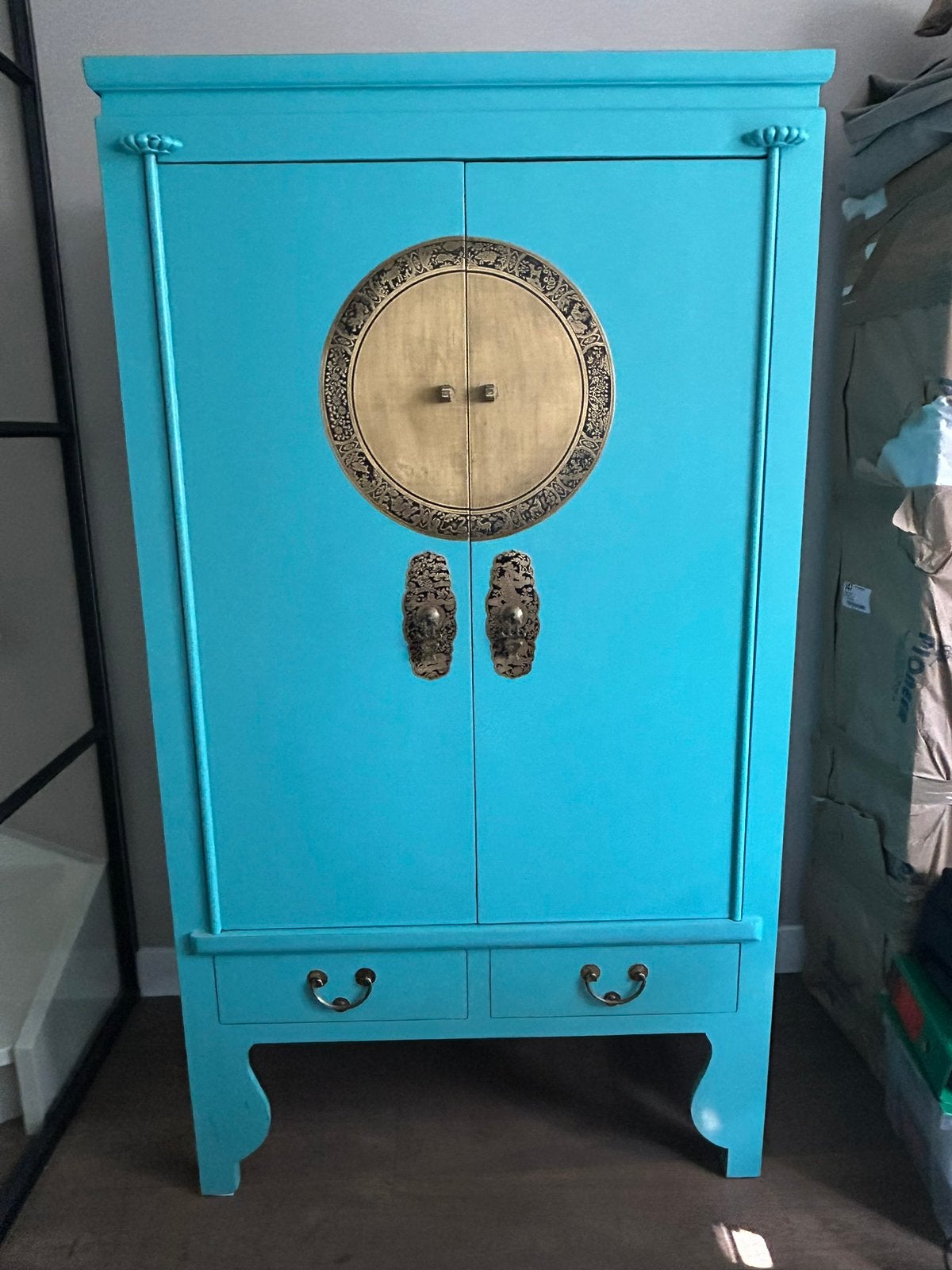Prachtige Turquoise Bruidskast met  Oosters Design, Ophalen, Gebruikt