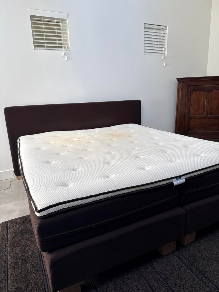 Pullman boxspring met topper - 180x200 cm, Huis en Inrichting, Slaapkamer | Boxsprings, Ophalen, Gebruikt, Bruin, Tweepersoons