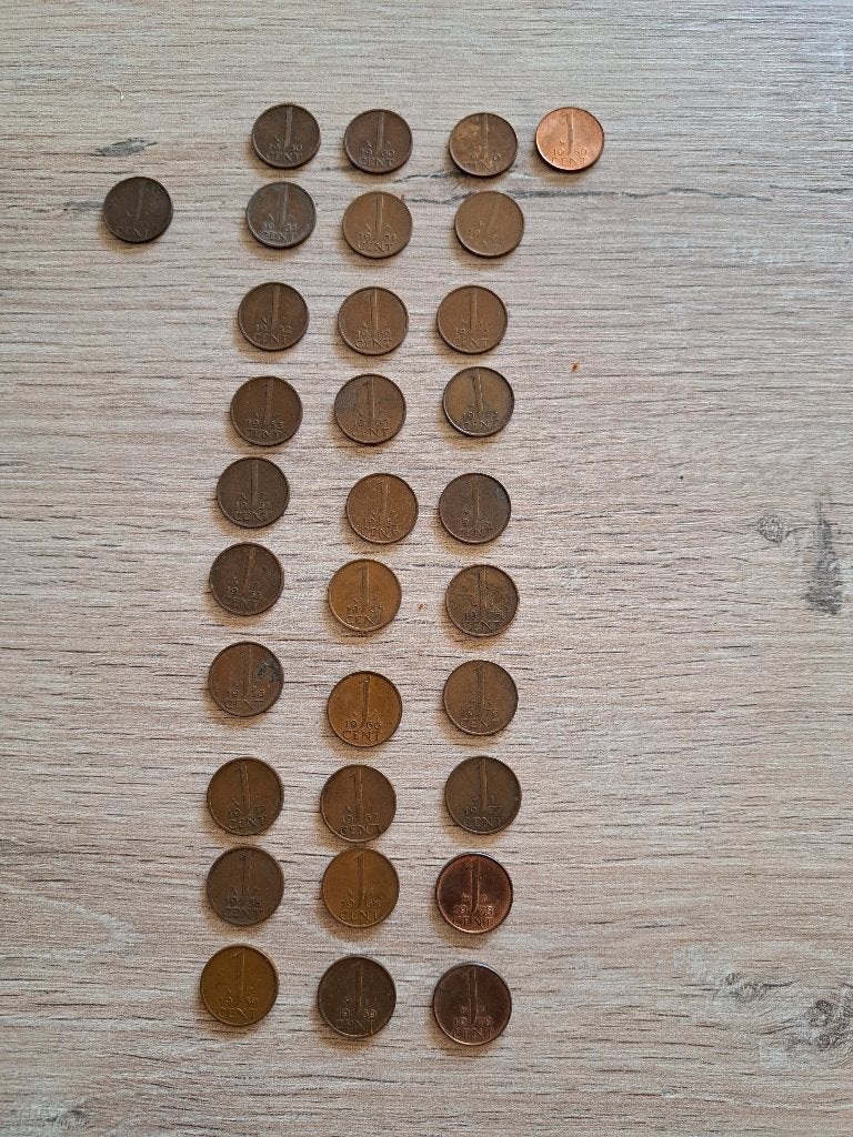1 cent munten, Ophalen of Verzenden, Koningin Juliana, 1 cent, Setje