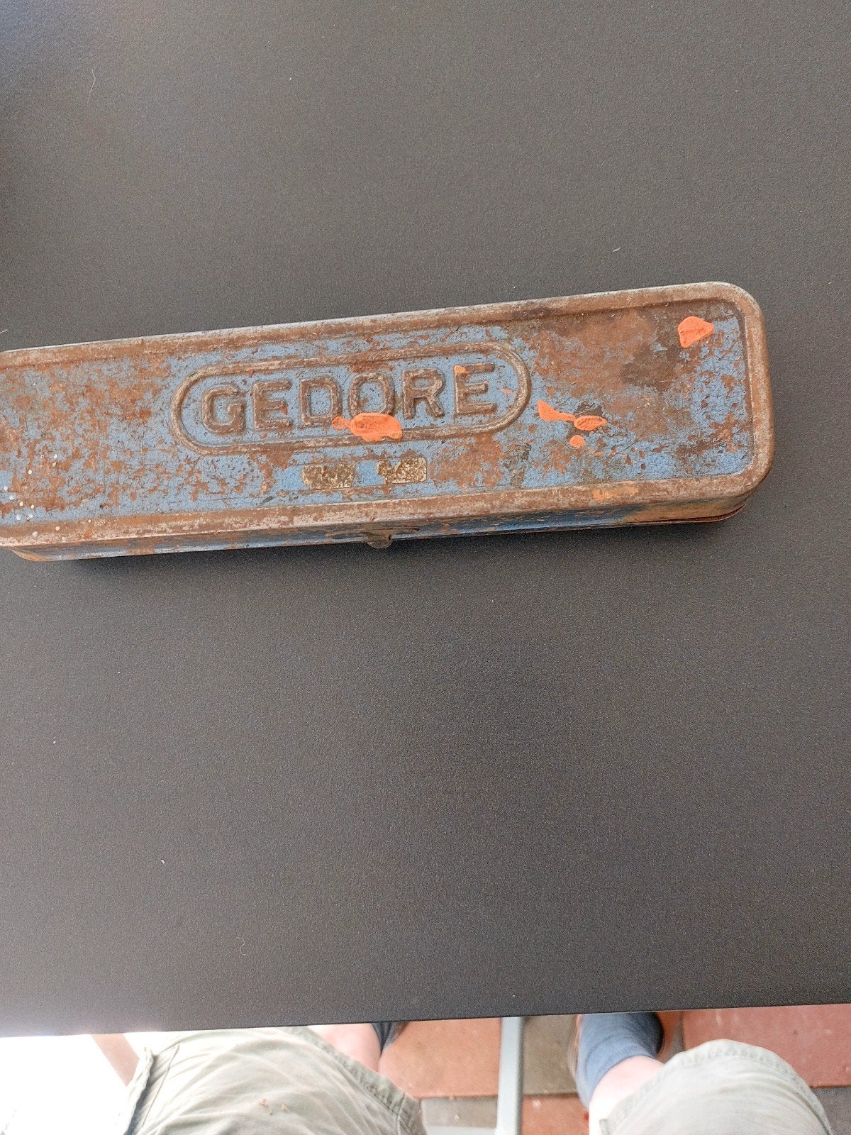 Vintage Gedore doppenset met ratel in metalen kistje, Ophalen of Verzenden
