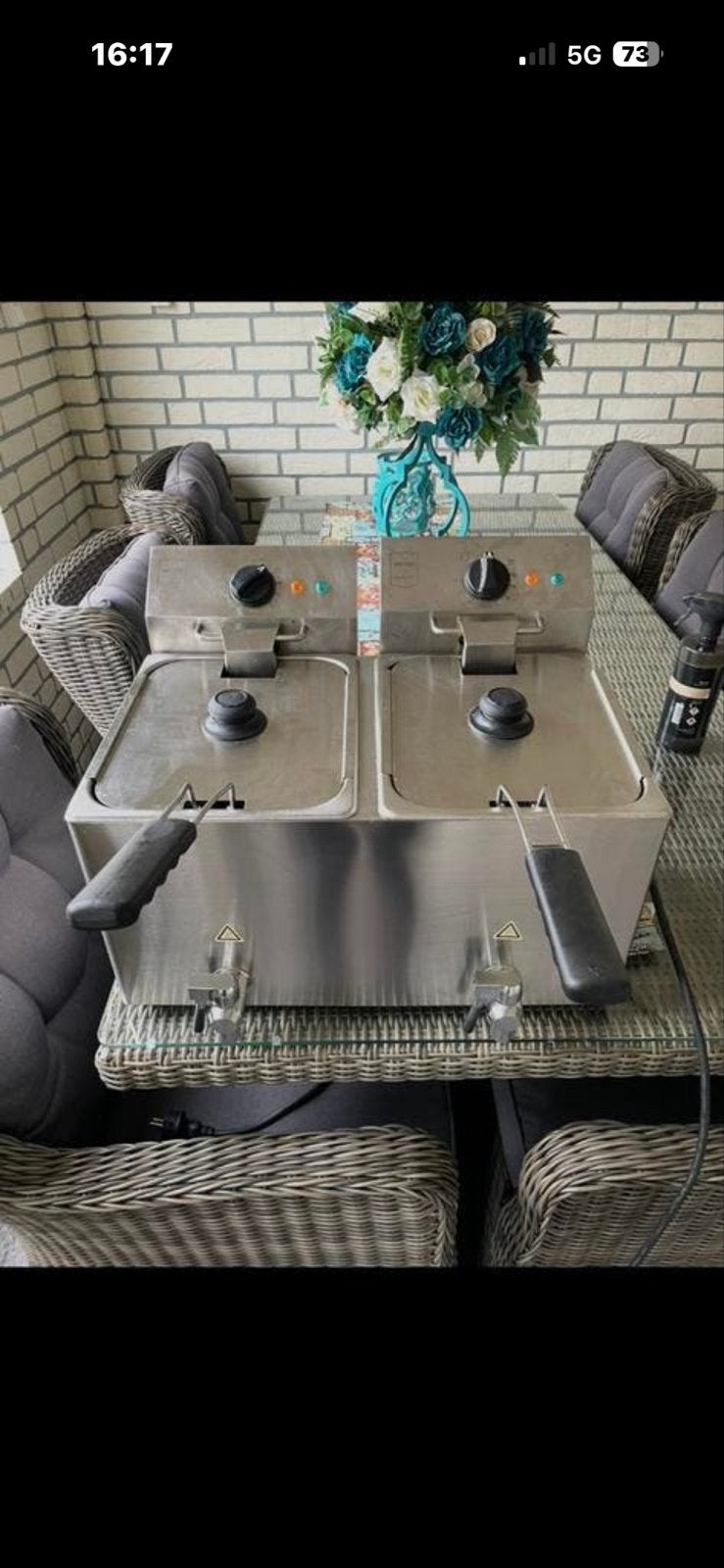 Dubbele friteuse met aftapkraan - RVS, 4 liter of meer, Ophalen, Gebruikt, Duo-friteuse