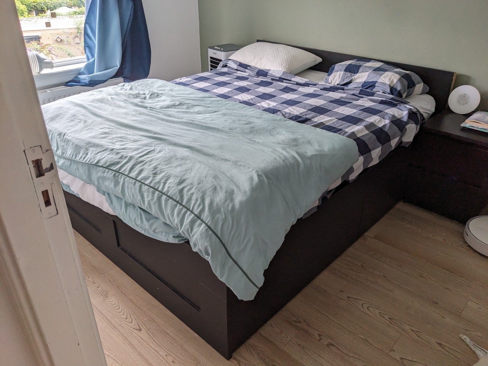 Ikea Brimnes bed 160x200cm met 4 opberglades, Ophalen, Overige materialen, Gebruikt, Zwart