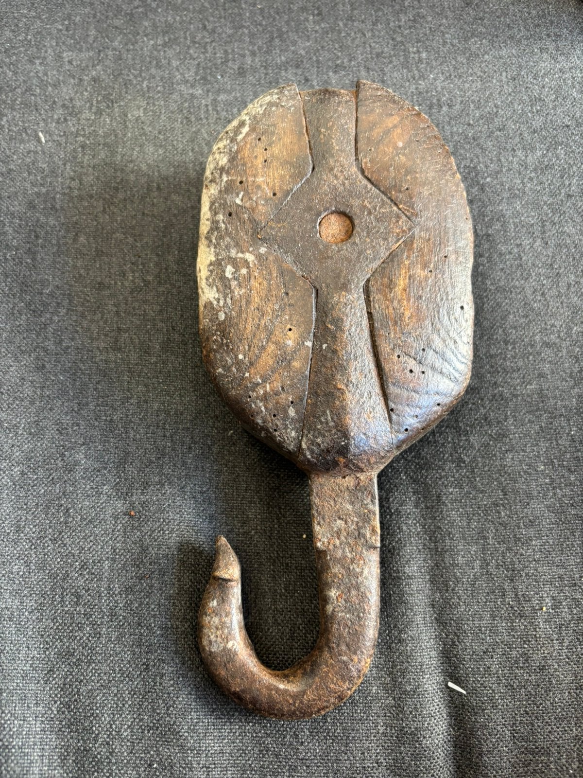 Vintage / antiek houten katrol / haak, Antiek en Kunst, Antiek | Gereedschap en Instrumenten, Ophalen of Verzenden