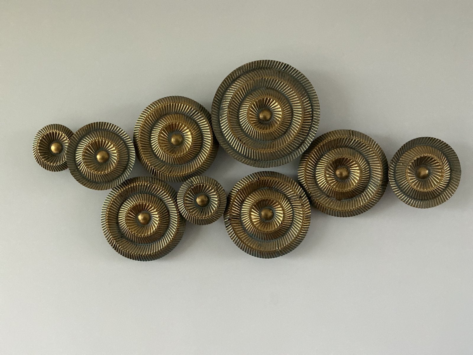Metalen wanddecoratie goud/blauw - 115x53 cm, Metaal, Meerkleurig, Decoratieobject, Ophalen of Verzenden