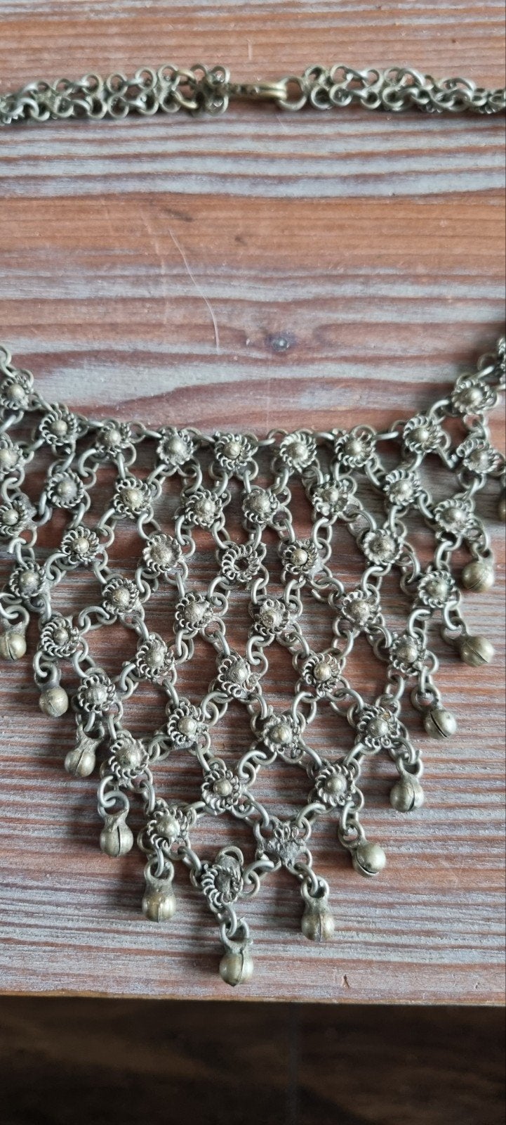 Vintage Zilverkleurige Ketting met Belletjes, Ophalen, Gebruikt, Zilver, Overige materialen