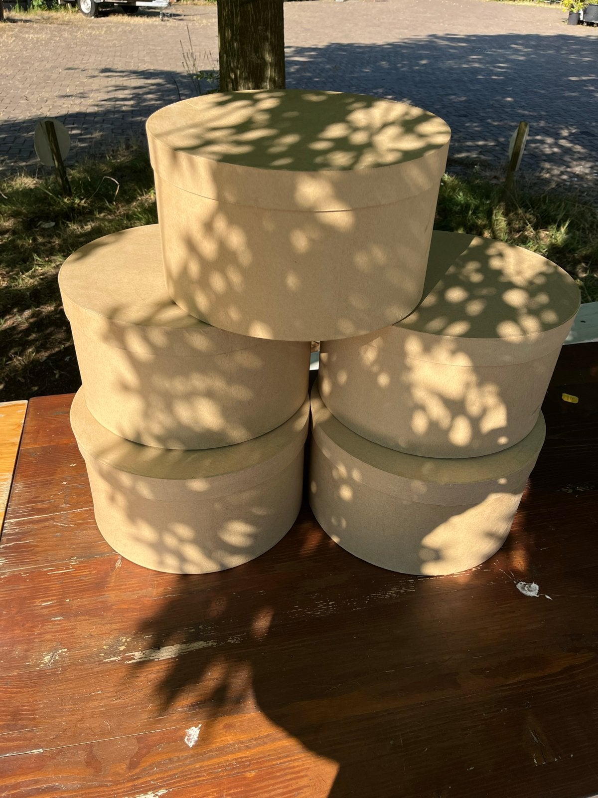 5 ronde hoedendozen - ideaal voor opslag of decoratie, Ophalen, Overige materialen, Minder dan 50 cm, Zo goed als nieuw