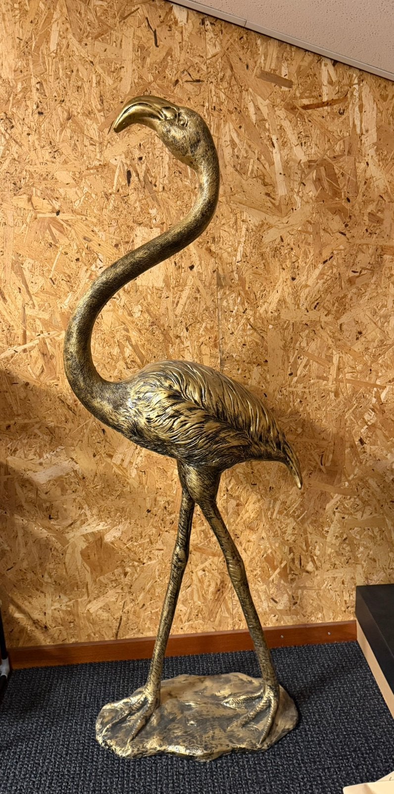 Gouden Flamingo Beeld – Stijlvolle Blikvanger!, Ophalen, Zo goed als nieuw, Dier
