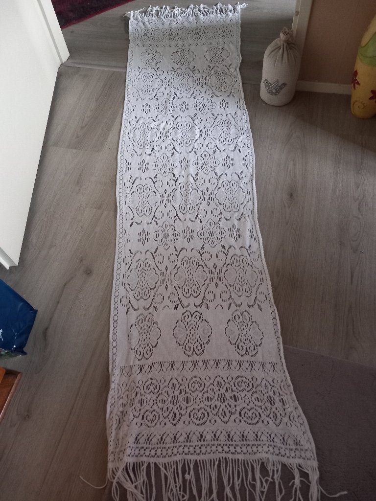 Gehaakte Tafelloper, Ophalen of Verzenden, Zo goed als nieuw, Tafelloper, Wit