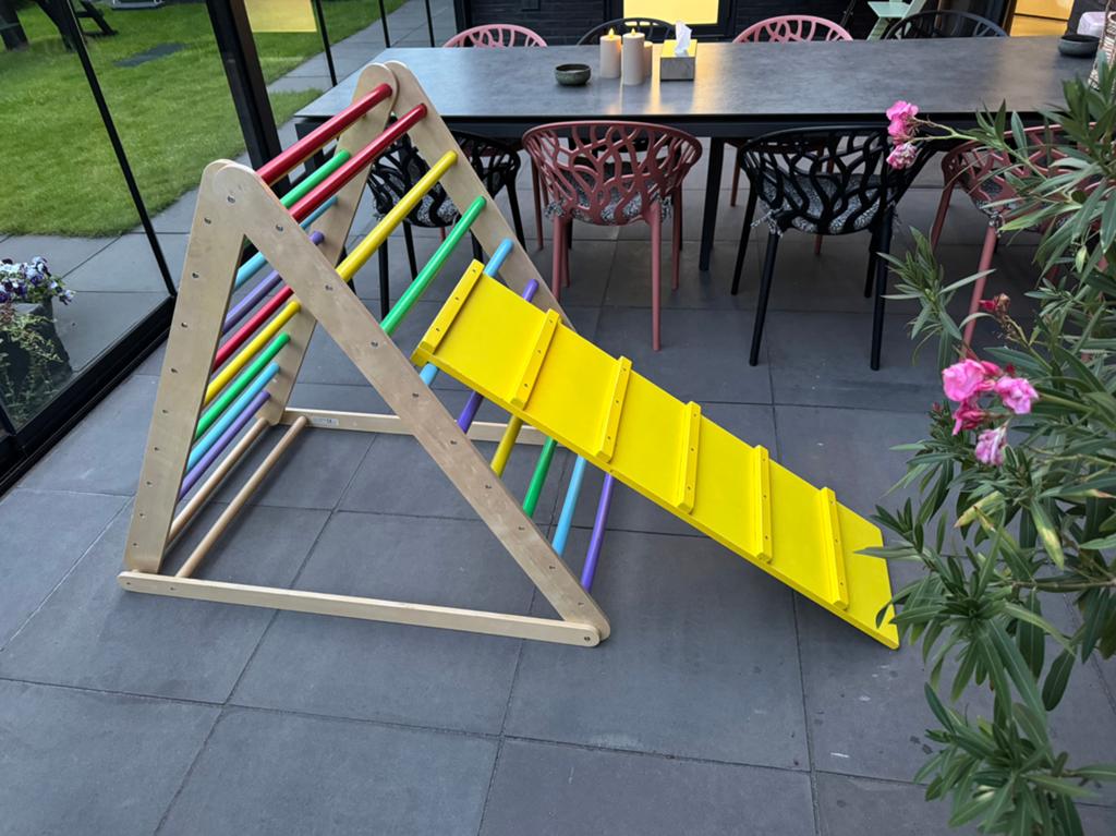 Houten klimrek met glijbaan, Ophalen, Zo goed als nieuw, Glijbaan