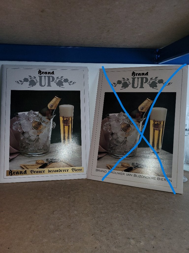 Brand bier Up display kaart, Ophalen of Verzenden, Zo goed als nieuw, Reclamebord, Plaat of Schild, Brand