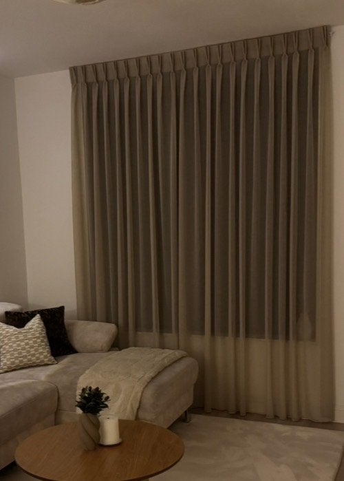 Zandkleurige Vitrage - 180x260cm, Vitrage, Beige, Ophalen of Verzenden, Lichtdoorlatend
