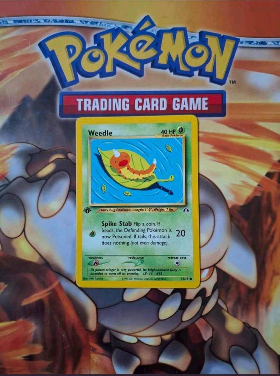 Weedle 70/75 Neo Discovery pokemon kaart first edition nm, Ophalen of Verzenden, Zo goed als nieuw, Losse kaart