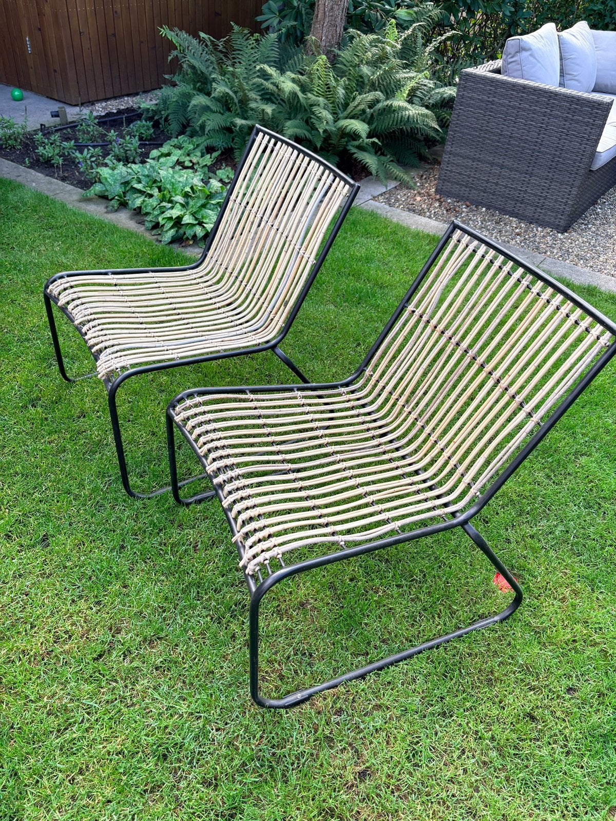6 rotam lounge stoelen, Ophalen, Zo goed als nieuw, Rotan