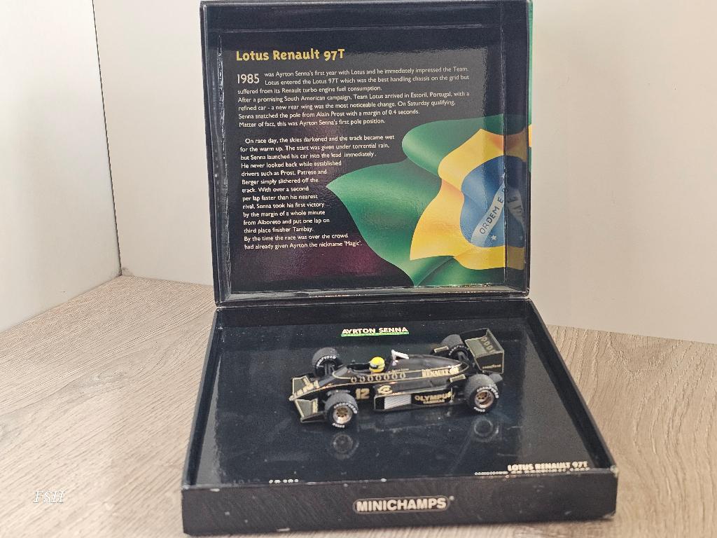 Lotus Renault 97T, A. Senna # 12 , Winner GP Portugal 1985., Ophalen of Verzenden, Zo goed als nieuw, Auto, MiniChamps