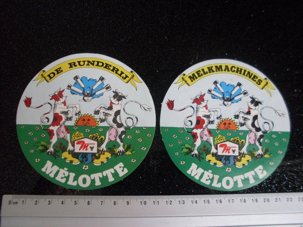 2x sticker mélotte melkmachines logo, Verzenden, Zo goed als nieuw, Merk