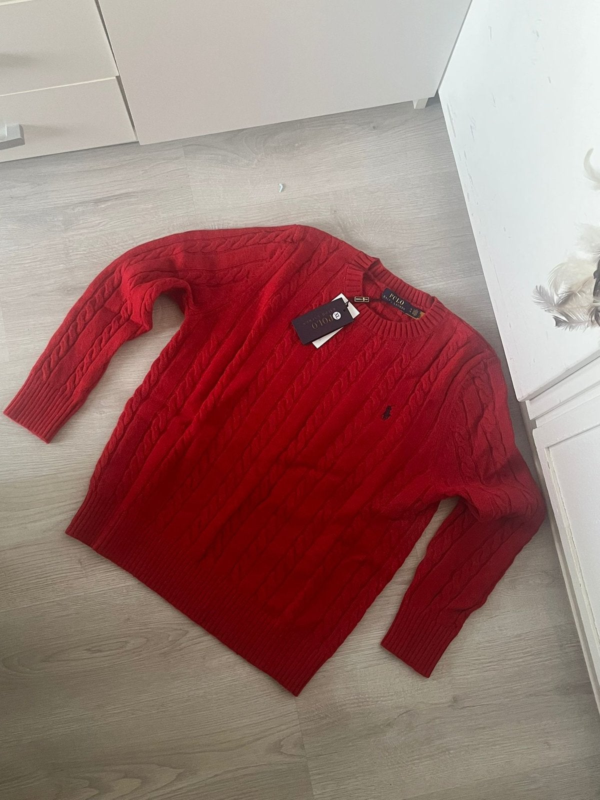 Ralph Lauren Kabeltrui - Rood - XL, Ophalen of Verzenden, Nieuw, Maat 56/58 (XL), Rood