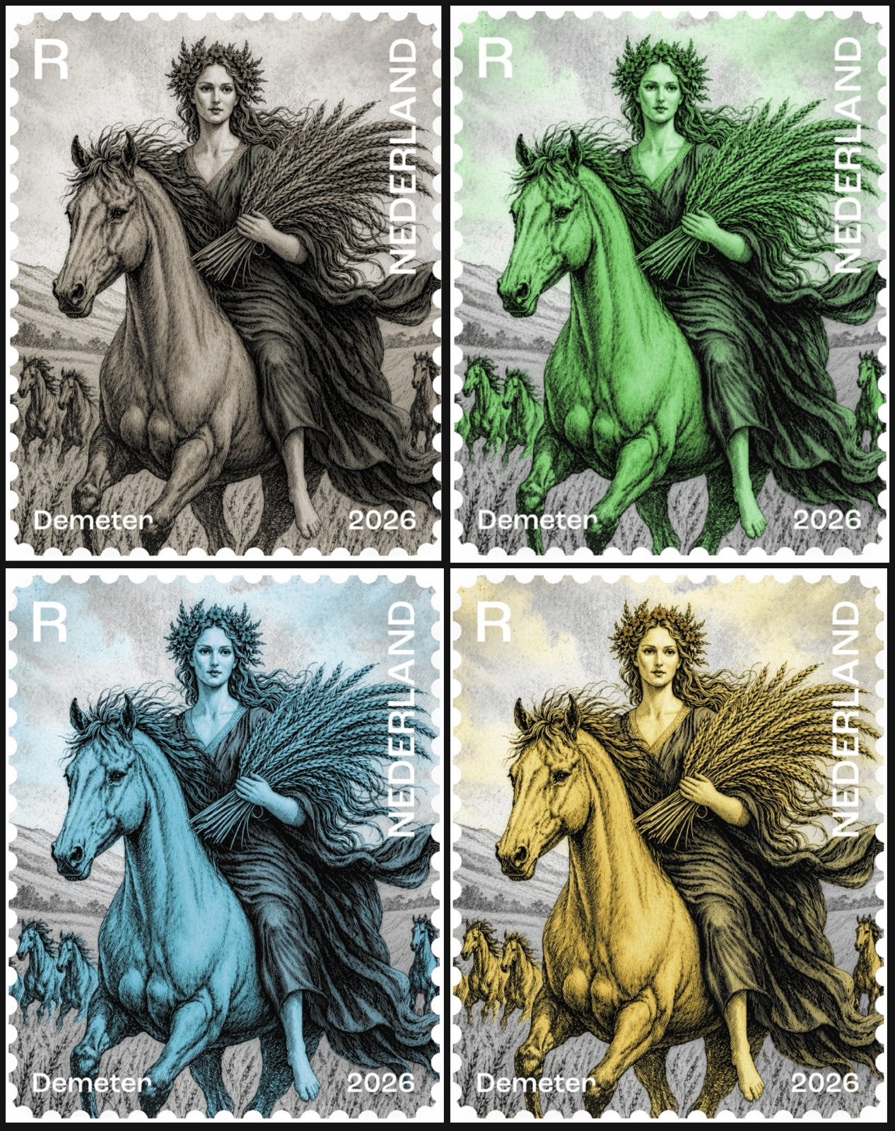 Mini set Crypto Stamp 5 – PostNL (zwart-groen-blauw-geel), Ophalen of Verzenden, Na 1940, Postfris