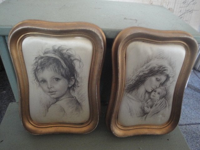 3 baroque lijstjes  met zijden stof  afbeelding, Ophalen of Verzenden