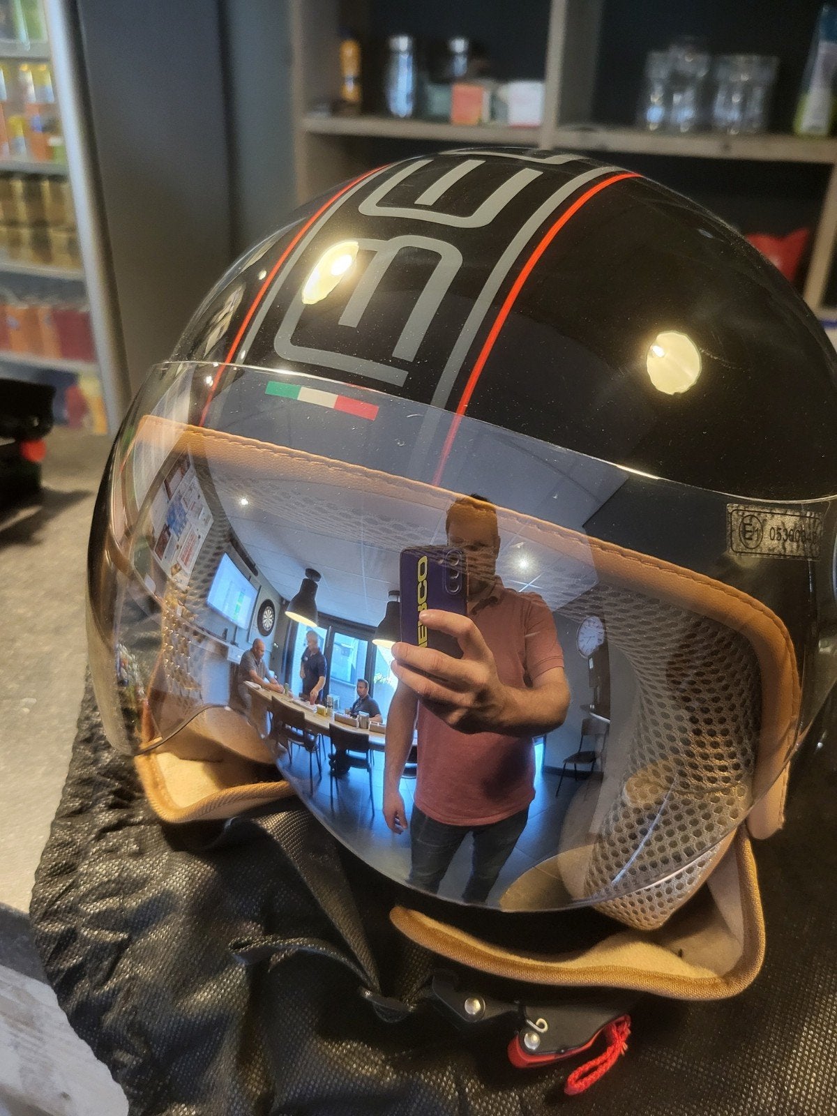 Beon Design Scooterhelm - Zwart met Vizier, Fietsen en Brommers, Brommerhelmen, Ophalen, Zo goed als nieuw, Extra large of groter