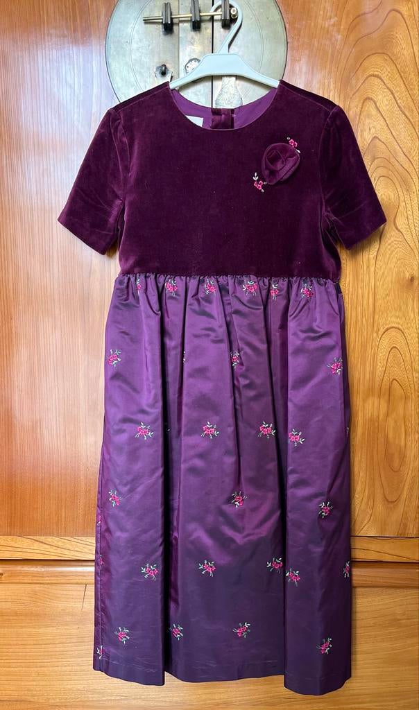 Laura Ashley Meisjes Jurk - Paars fluweel en zijde, maat 9 j, Ophalen of Verzenden, Gebruikt, Meisje, Jurk of Rok