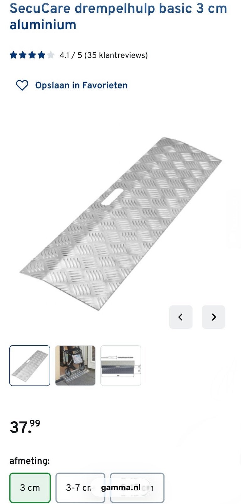 Drempelhulp aluminium, br. 78 cm, h. 3 cm, Ophalen of Verzenden, Zo goed als nieuw