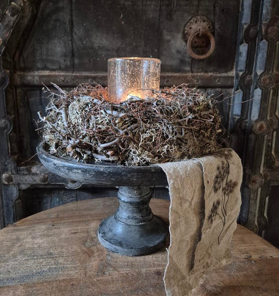 Houten plateau, landelijke set, bonsai, krans, shabby, glas, Huis en Inrichting, Woonaccessoires | Etagères, Landelijk by Suus