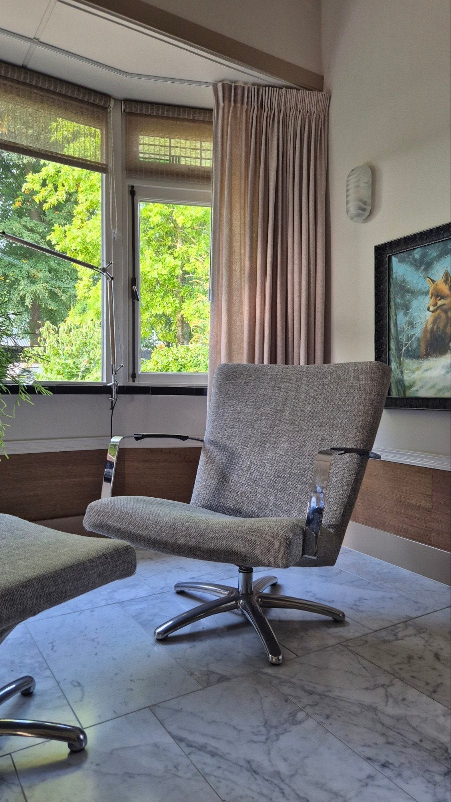 2 Luit van der Helm design fauteuils + hocker, Ophalen, Gebruikt, Design, 75 tot 100 cm