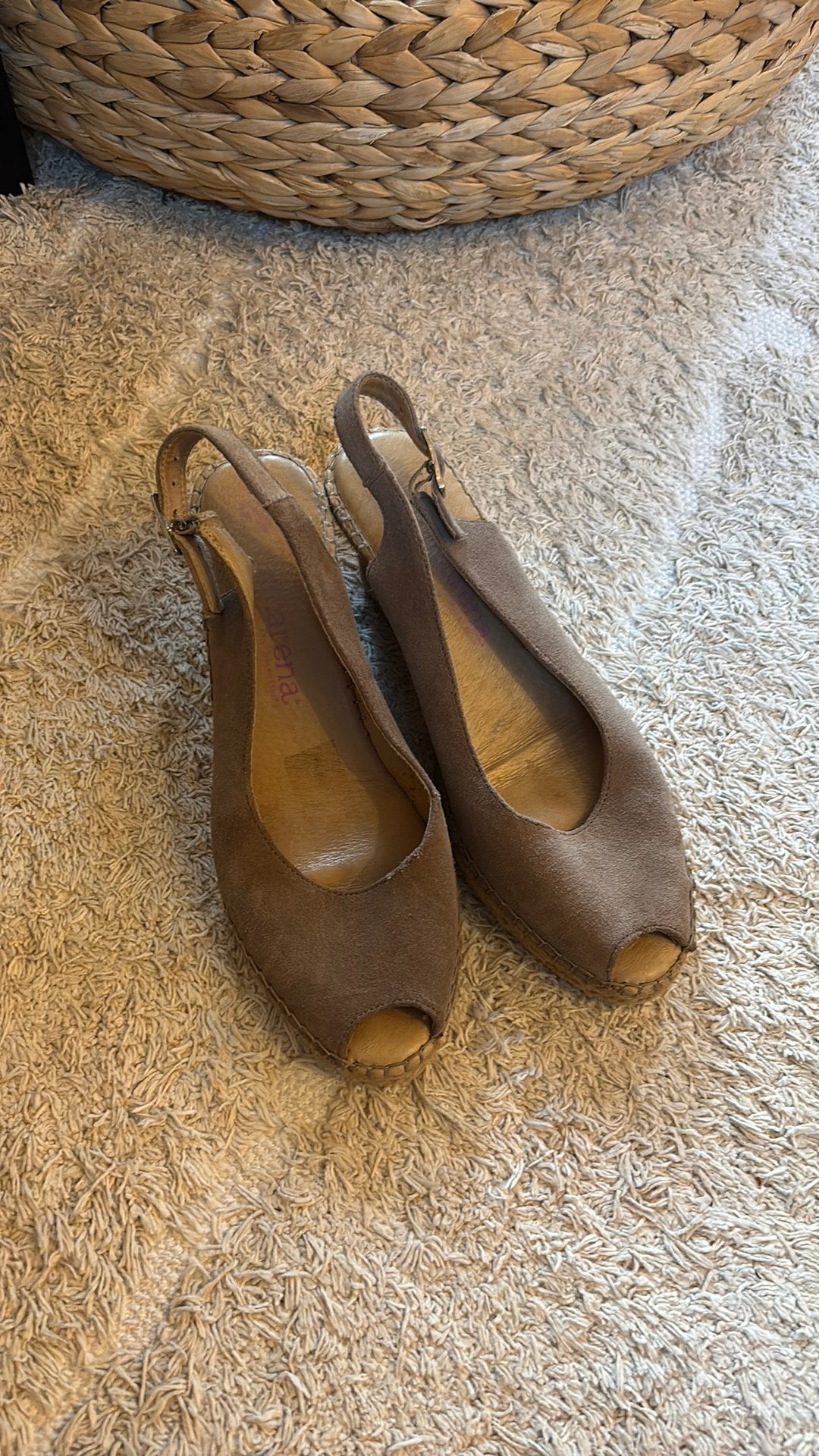 Macarena espadrille sleehakken taupe – maat 40, Bruin, ., Zo goed als nieuw, .