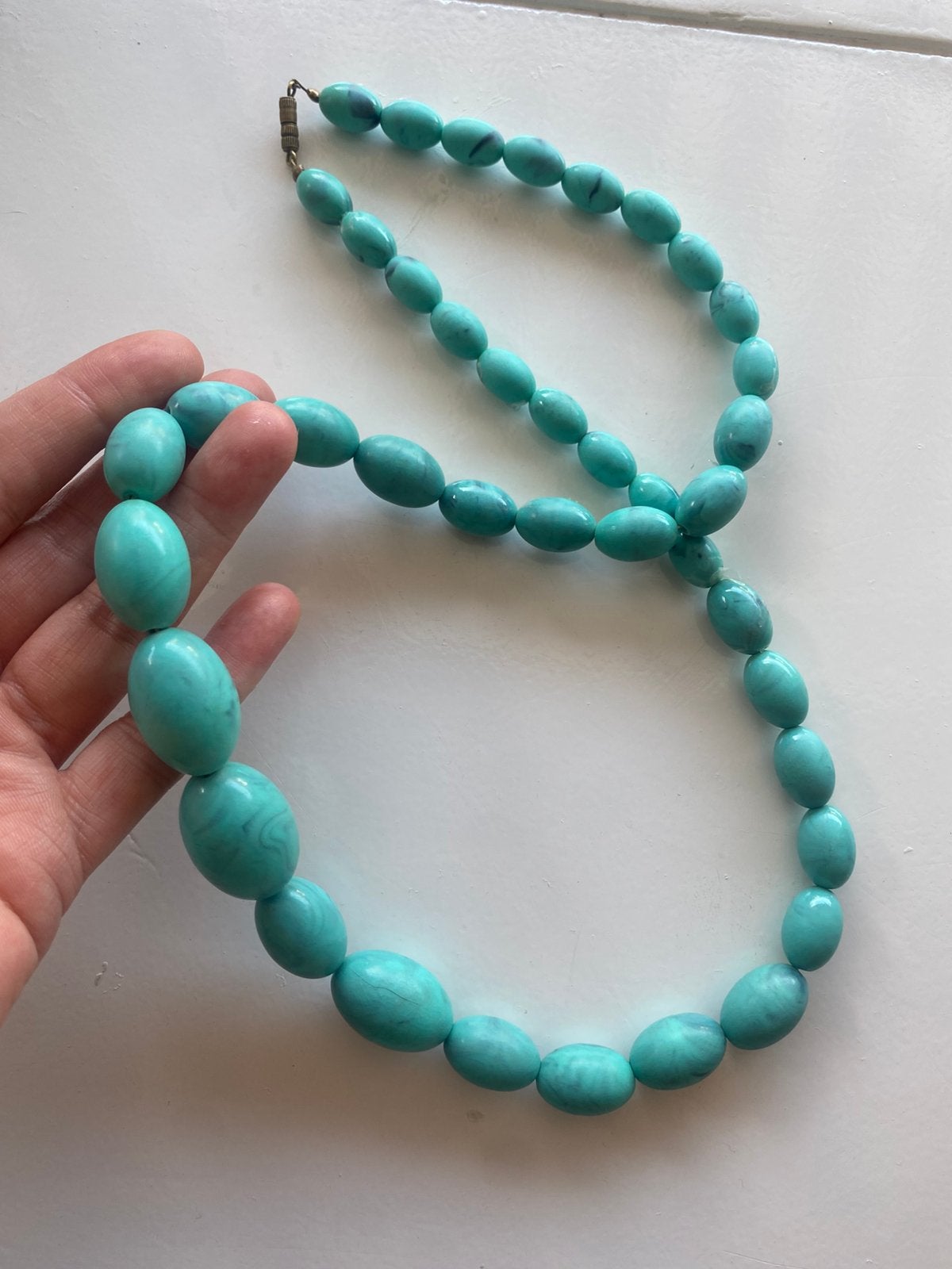 Turquoise Catalin/Bakeliet ketting, Sieraden, Tassen en Uiterlijk, Kettingen, Ophalen of Verzenden, Zo goed als nieuw, Blauw, Overige materialen