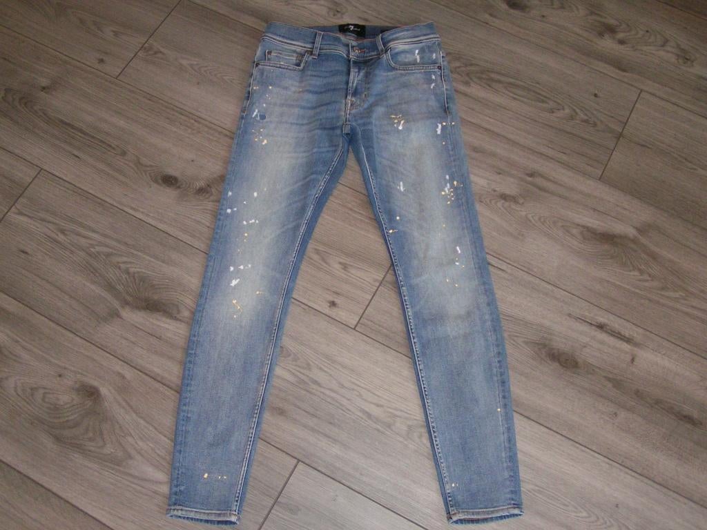 7 FOR ALL MANKIND RONNIE TAPERED spijkerbroek,Mt 30,L30, 7 For All Mankind, Tweedehands, Blauw, Tweedehands