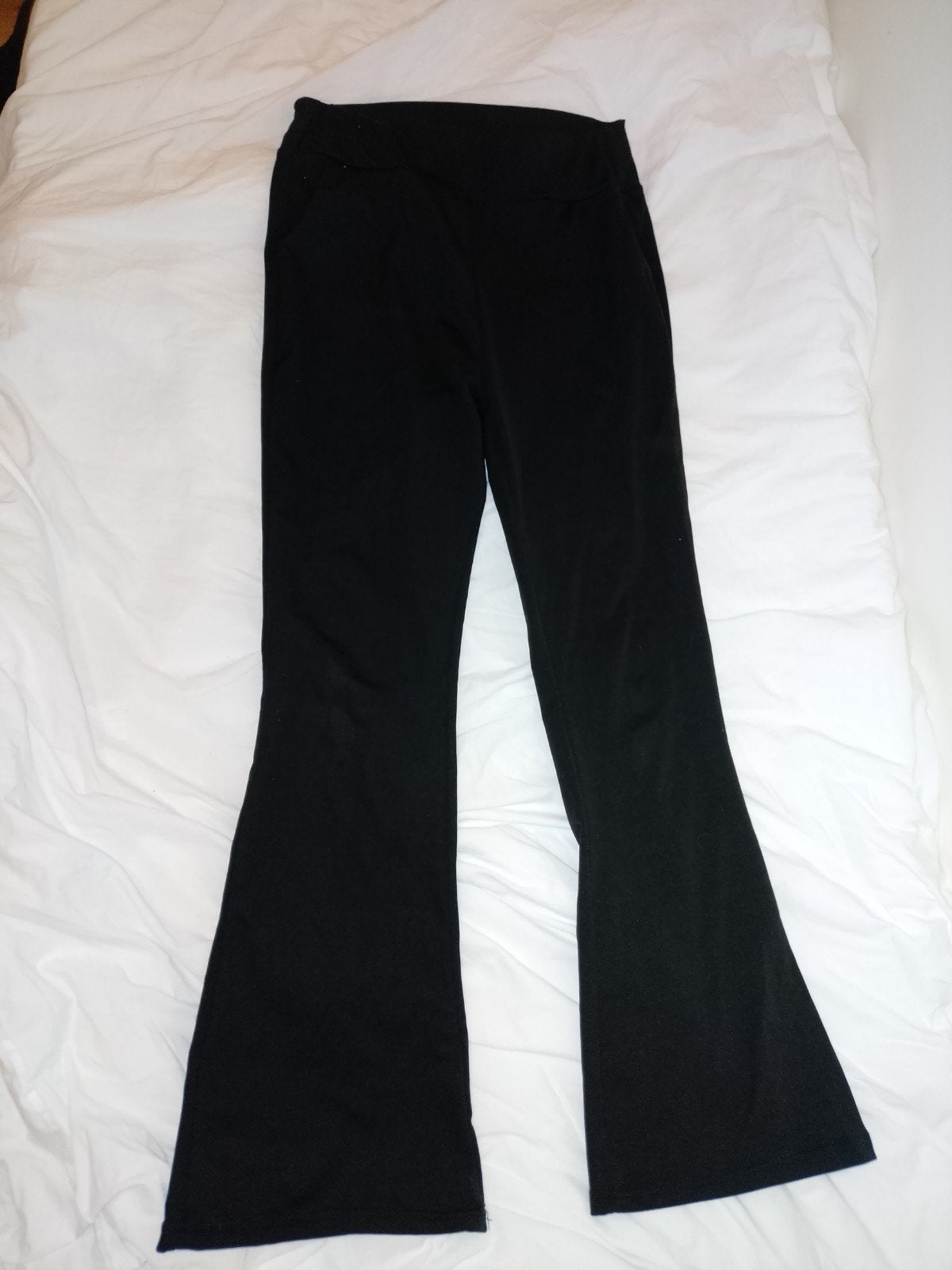 Zwarte flared broek - Comfortabel en stijlvol, Ophalen, Zwart, Maat 46/48 (XL) of groter, Onbekend