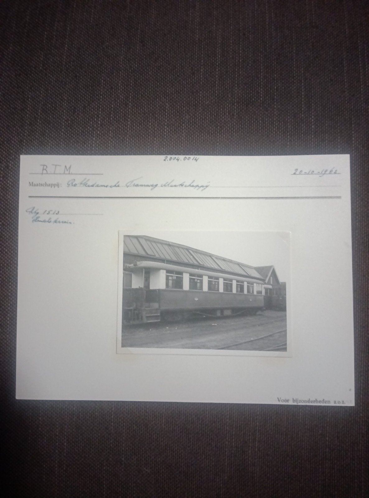 RTM Tram/Trein Foto met Bijzonderhedenkaart (1902-1907/08), Ophalen of Verzenden, Gebruikt, Tram, Kaart of Prent