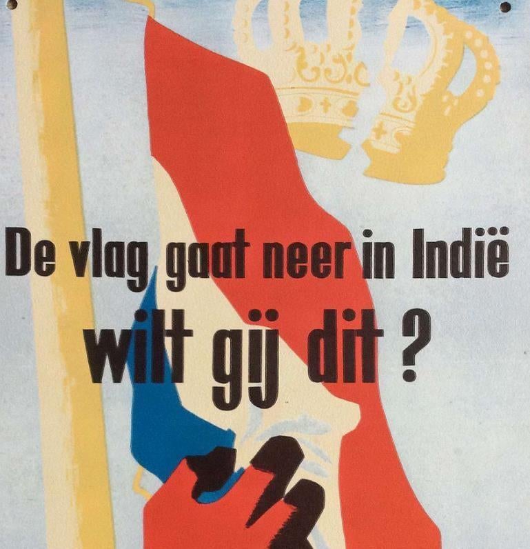 KNIL Metalen Wandbord Nederlands INDIE Propaganda, Verzenden, Nederland, Embleem of Badge