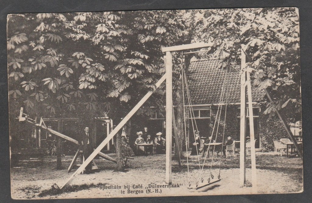 bergen  speeltuin  met teras cafe duinvermaak, Verzenden, Voor 1920, Gelopen, Noord-Holland