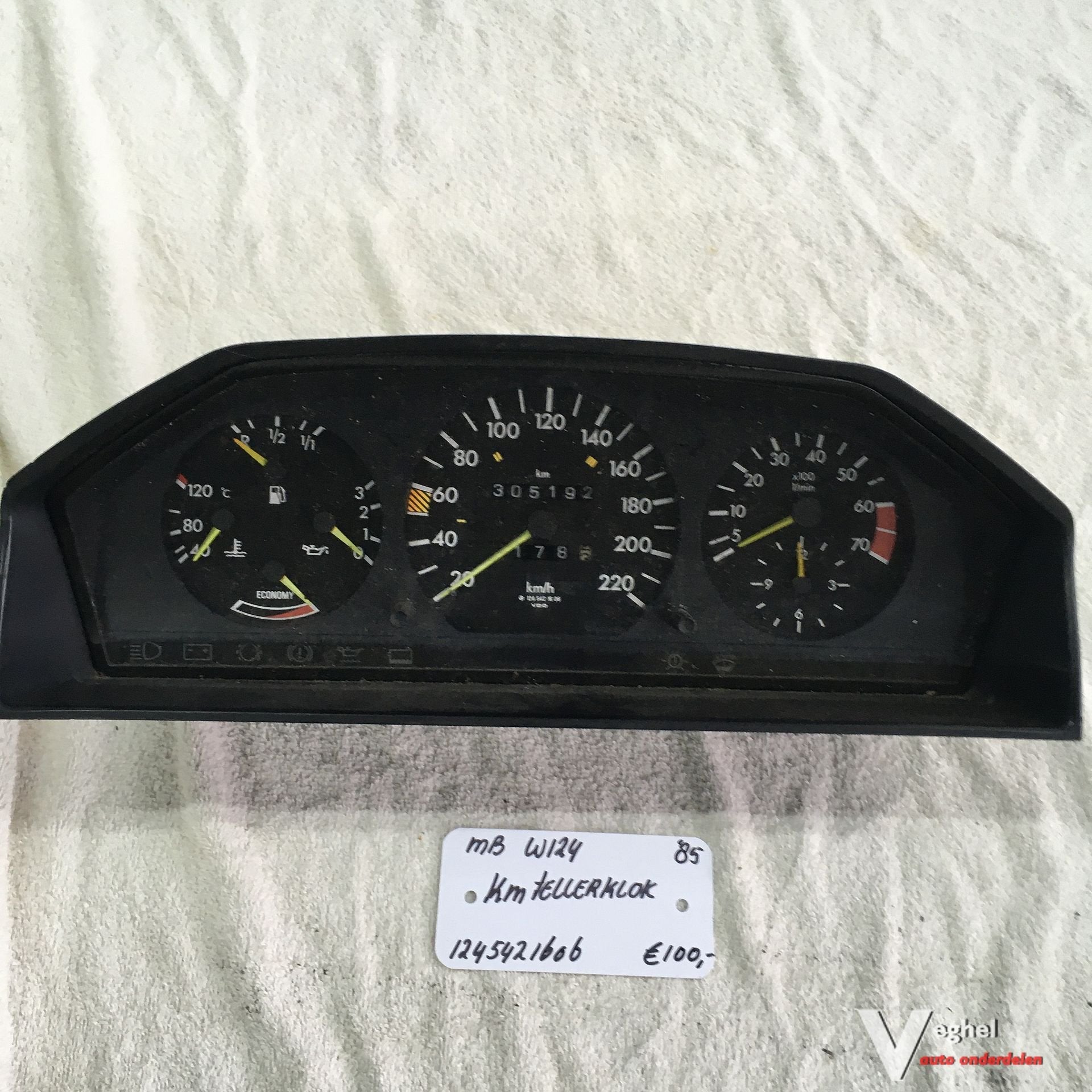 Mercedes W124 1985   Km Tellerklok      124 542 1606, Gebruikt, -, -, Ophalen of Verzenden