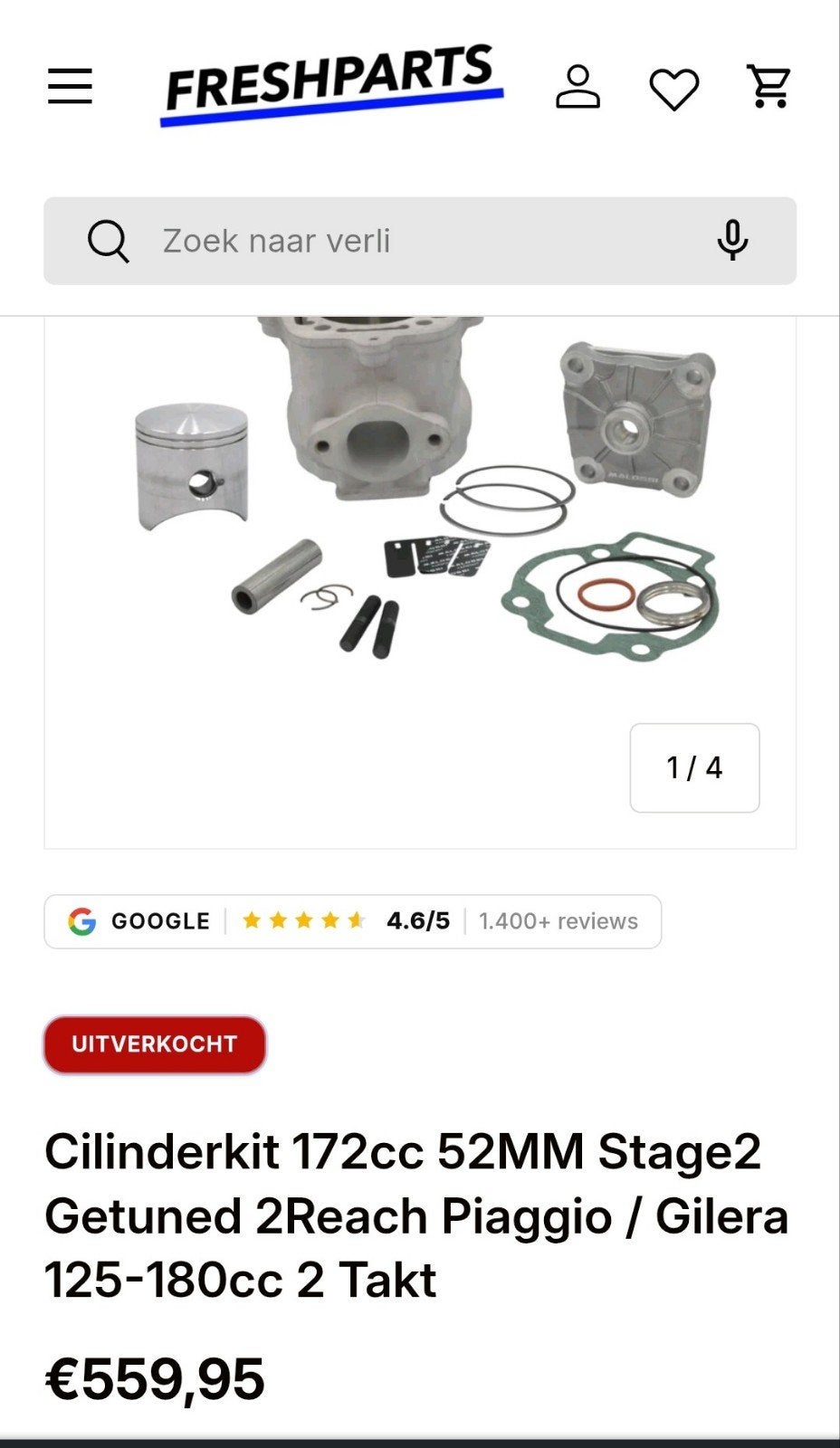 malossi 172 stage 2 cillinder kit nieuw, Ophalen of Verzenden, Nieuw, Cilinder, Piaggio