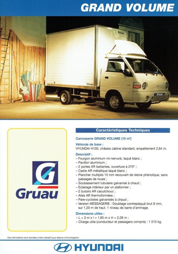 Folder Hyundai H100 Grand Volume (Franse uitgave - ca.1996), Verzenden, Zo goed als nieuw, Overige merken