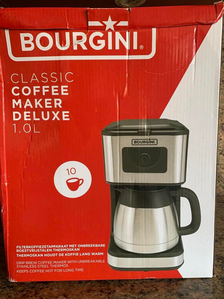 BOURGINI Classic Koffiezetapparaat Deluxe 1.0L, Witgoed en Apparatuur, Koffiezetapparaten, Ophalen, 10 kopjes of meer, Koffiemachine