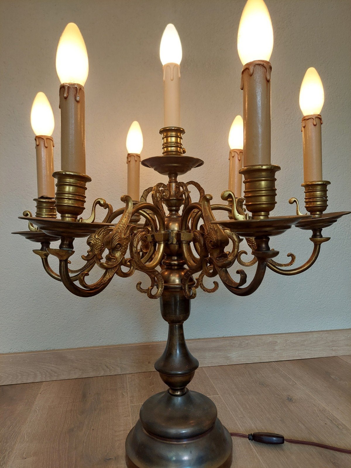 Antieke kandelaar/tafellamp met 7 lichtpunten, Antiek en Kunst, Ophalen