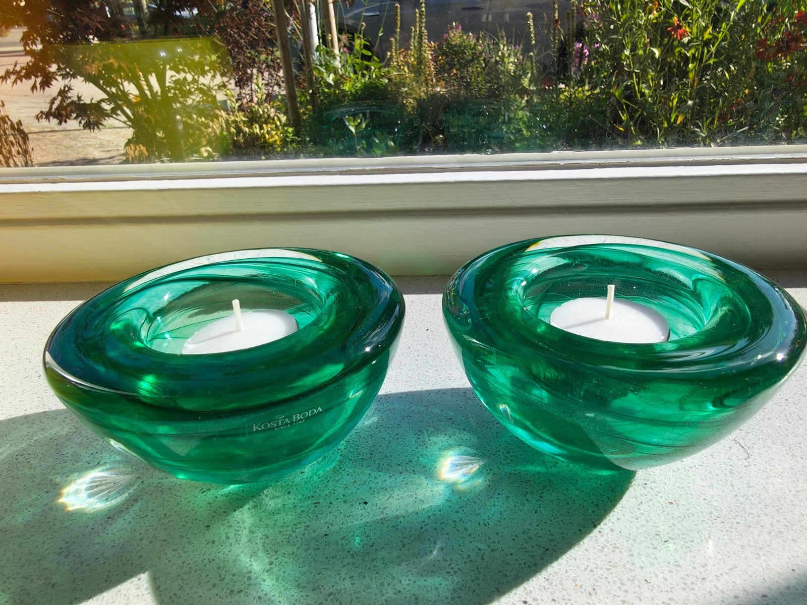 Kosta Boda set Atoll waxinelichthouders groen, Zweden, Antiek en Kunst, Ophalen of Verzenden