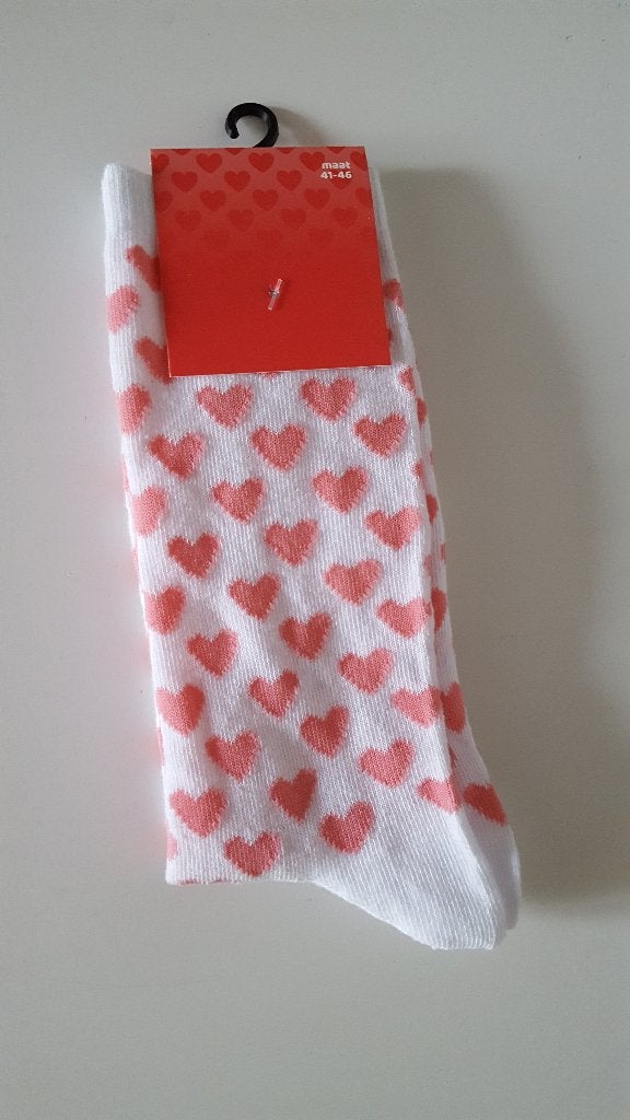 sokken maat 41-46 wit / roze hartjes, Kleding | Dames, Sokken en Kniesokken, Wit, Nieuw, Ophalen of Verzenden