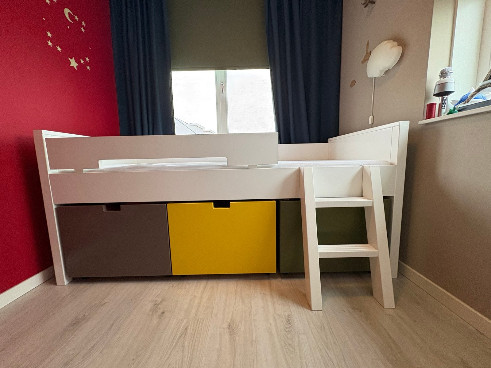 Bopita kinderbed met lades en uitvalbeveiliging, Ophalen, 85 tot 100 cm, Gebruikt, Lattenbodem