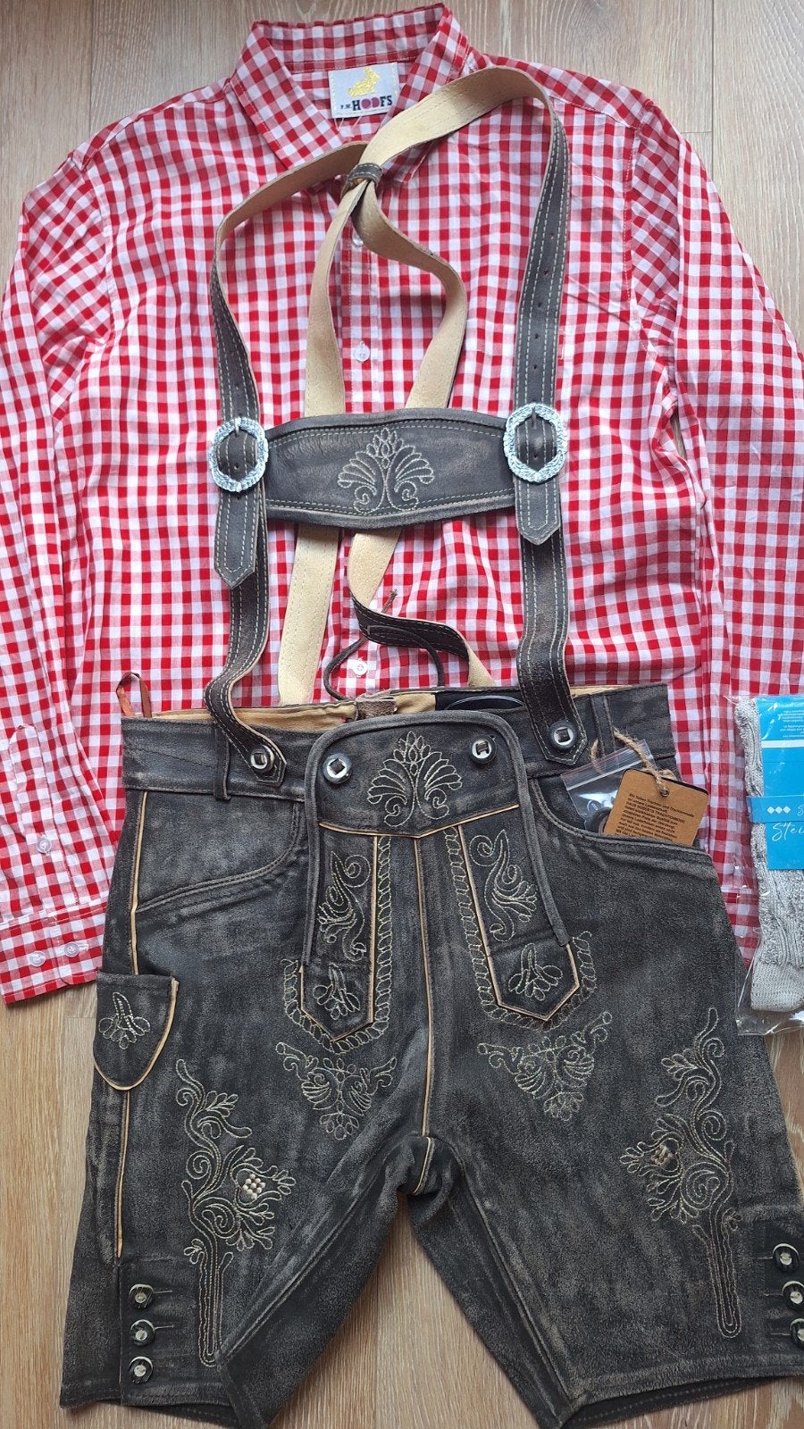 Lederhose 48 overhemd kousen oktoberfeest Tiroler, Ophalen of Verzenden, Nieuw, Maat 48/50 (M), Haus Huberts