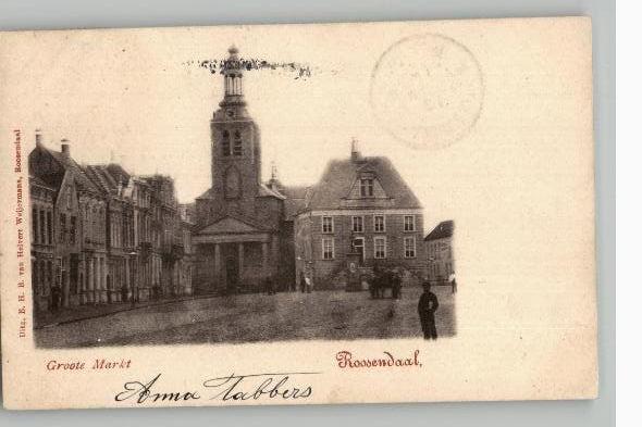 Roosendaal Groote Markt st 1901 uitg Van Helvert Weijermans, Verzenden, Voor 1920, Gelopen, Noord-Brabant
