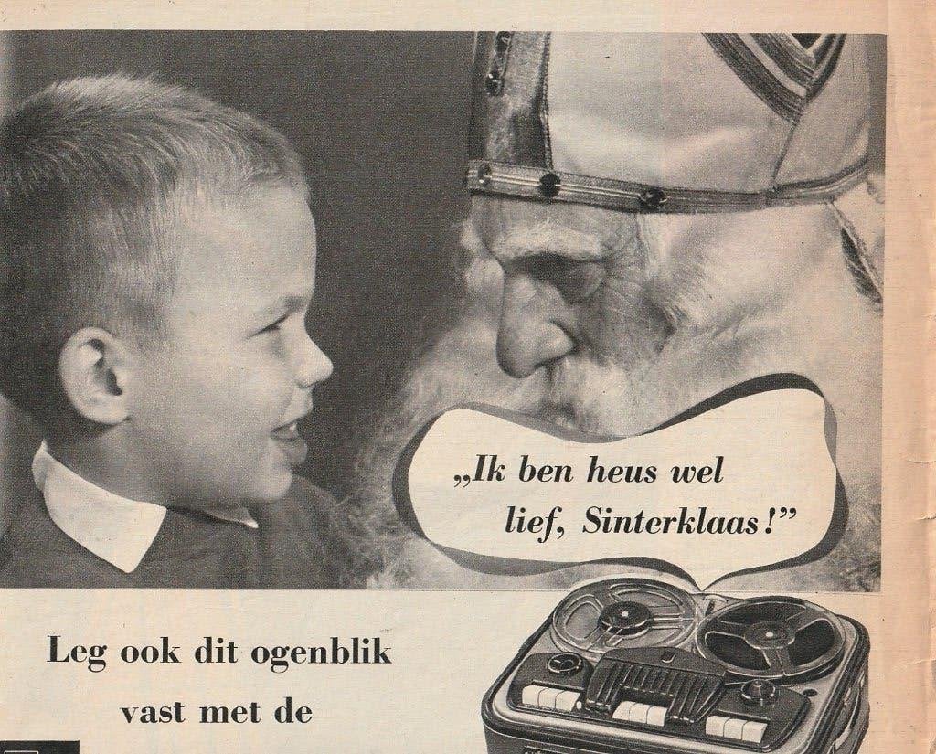 Retro reclame 1962 Philips recorder jongetje & Sinterklaas, Verzamelen, Verzenden, Overige typen