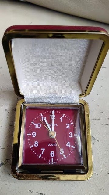 Vintage Europa Quartz Germany reisklok wekker travel klok, Ophalen of Verzenden