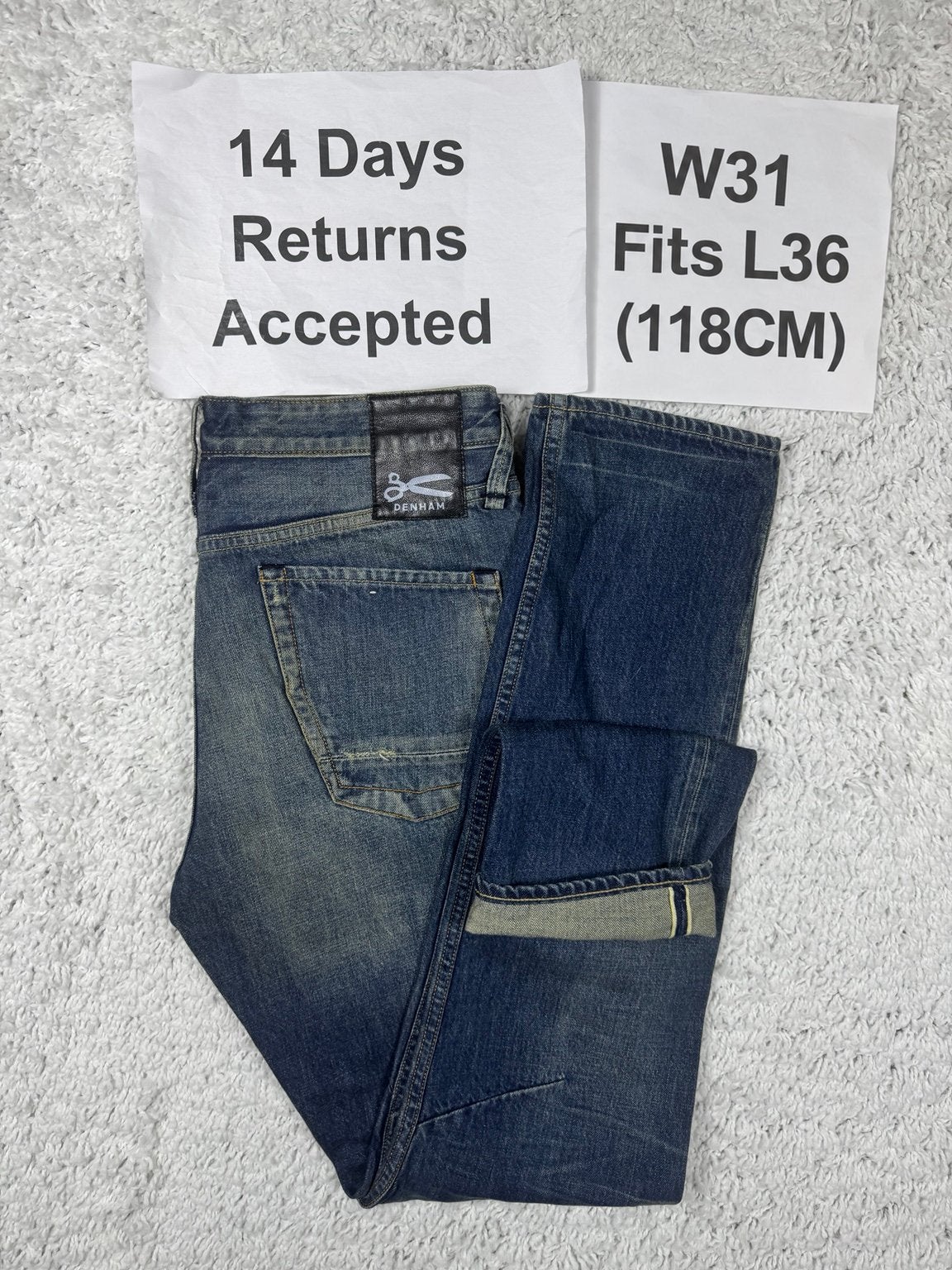 Denham R7 White Oak Selvedge Regular fit Jeans W31 L36 3572, Blauw, W32 (confectie 46) of kleiner, Ophalen of Verzenden, H